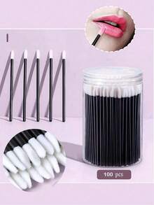 100pcs Disposable Lip Brushes, Lip Applicators, Lint-Free Lip Brushes, Makeup Tools - Black - View 5