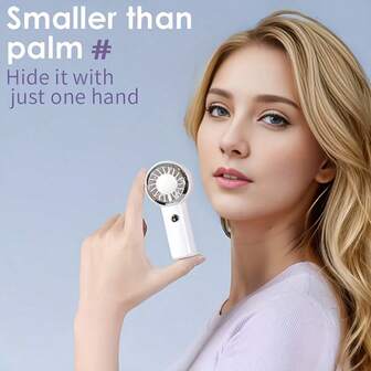 1pc Rechargeable Handheld Pocket Fan, Portable High-Speed USB Fan, 3 Wind Speed Adjustable, 3 Stylish Colors Available, Compact And Easy To Store, Ideal Mini Fan For Daily Outdoor Use In Summer