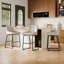 Techigher PU Leather Bar Stools Set, Industrial Pub Barstools With Back And Footrest, Modern Bar Height Stool Chairs For Dining Room Kitchen Island - Grey 3pcs - View 3