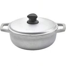 IMUSA Caldero - Olla con tapa de aluminio de 2 cuartos de galon aluminio fundido perfecta para servir grupos pequeños asas remachadas fabricada en Colombia plata - Gris - Ver 1