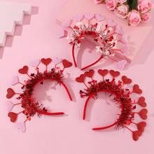 1 قطعة شريط رأس بشكل قلب مزين بالبريق والحب، تصميم جديد يدوي الصنع، مناسب لحفلات عيد الحب، شريط شعر، إكسسوارات شعر هدية عيد الحب