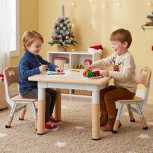 Kids Table With 2 Chairs,Children's Seating Table Set,Painting Table,Activity Table,Study Table,Height Adjustable - Yellow - View 3