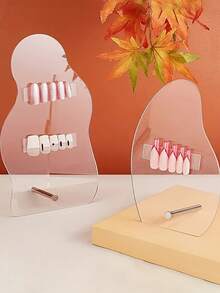 MAOMIA 1块亚克力透明美甲展示板，不对称艺术设计，带支架，适用于展示假指甲样品、作为展示板或专业美甲师摄影道具 - 彩色 - 查看 2