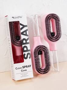 WANMEI 2-In-1 Spray Hair Brush, Transparent White, Mist Spray Brush, Built-In Water Tank, Soft & Flexible Bristles, Dry & Wet Styling Spray Brush, Suitable For Curly, Straight & Wavy Hair, Moisturizing Hair Brush, Curling Brush, Detangling Brush, Women Hair Brush, Hairstyling, Travel, Hair Care Products, Hair Tools, Hair Accessories, Hairstylist, Hair Salon, Hair Styling Equipment - 粉色 - 查看 6