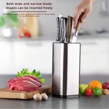 1pc Multi-Function Knife Holder, Freestanding Kitchen Knife Rack - Silver - View 5