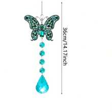 Butterfly Sun Catcher With Crystals Hanging Decorations For Window Wall Home Outside Garden - 藍色 - 查看 7