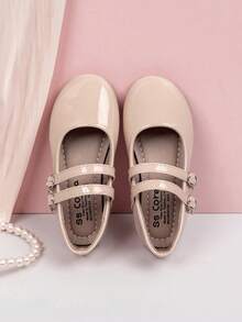 1 Đôi giày bệt đế thấp mũi tròn mềm mại, thoải mái, màu trơn, chất liệu da PU cho bé gái, đơn giản và thời trang, phù hợp cho các hoạt động ngoài trời, đi học, biểu diễn, mặc trong mọi mùa - Màu be - Xem 3