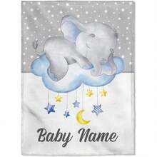 Personalized Custom Blanket, Elephant Fluffy Flannel Blanket With Boy's Name Printed On It, The Best Gift For - U - View 15
