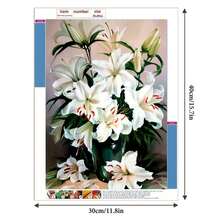 1 Set Kit de Pintura de Diamantes con Patrón de Flores DIY, Artesanía Decorativa de Mosaico, Arte de Diamantes, Kit de Pintura de Diamantes 5D sin Marco de 30cm X 40cm, Adecuado para Adultos y Adolescentes Principiantes, Decoración de Pared para el Hogar, Regalo, Set de Pintura de Diamantes sin Marco - Multicolor - Ver 2