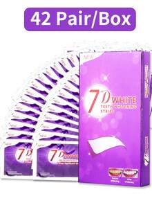 7D White 紫色牙齿美白贴片，颜色矫正器，7/14/21/28/42片装，不含过氧化物，温和配方，去除咖啡、茶、烟渍，超薄背胶，7天可见美白效果，纯素配方，无动物实验，适合约会、派对和日常护理 - 打條 - 查看 8