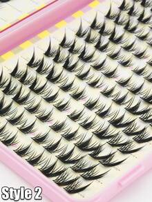 252pcs Large-Capacity Segmented Eyelash Booklet, 2 Eyelash Styles, Suitable For Daily Commutes, Portable, Reusable, Comfortable To Wear, No Irritation To Eyelashes, Angled And Nine-Tailed Rabbit Eyelash Extensions, Comic Book Style False Eyelashes, Naturally Enlarges Eyes, Eyelash Clusters, Segmented False Eyelashes. - màu đen - Xem 5