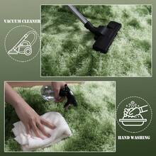Large Shaggy Area Rug For Living Room & Bedroom – Stain-Resistant Fluffy Carpet With 1.4 In High Pile, Plush Aesthetic Throw Rug, Non-SIip Rubber Backing With 4 Anti-SIip Pads, Durable Edge Stitching – Cozy Minimalist Decor – Great Gift For New Year ! - Tie-dyed Green - 查看 7