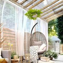 1pc/2pcs/4pcs Outdoor White Sheer Mosquito Net Curtain, Transparent Voile Rod Pocket Breathable Mesh Curtain, Height Adjustable, Suitable For Outdoor Gazebo, Patio, Cabin, Backyard, Porch, Garden, Pergola, Balcony And Corridor - White - View 4