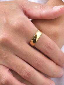 1pc Personalized Laser Engraved Name Text Stainless Steel Ring, Unisex Gift For Friends, Thanksgiving, Christmas - R-015 - View 13
