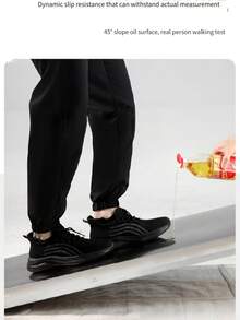 厨房工作鞋，防滑耐磨鞋底，减震缓冲防滑鞋底，高密度透气网布，适用于厨房、厨师、护理人员，舒适的工作鞋。 - 黑色 - 查看 7