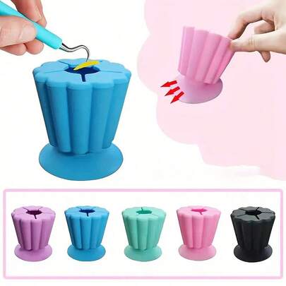1 pieza Colector de residuos con forma de flor de silicona con ventosa, herramienta de deshierbe, papelera pequeña, caja de recolección de escritorio, artículos de papelería