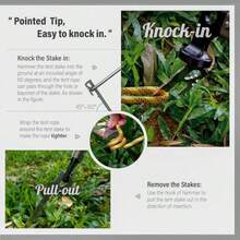 6 PCS 11 inch Tent Stakes Multifunctional -- Stainless Steel Heavy Duty Camping Pegs 2.47 oz Light Weight and Portable Wind Resistant Size for Camping Backpacking Garden Hammocks and Canopy. - Plateado - Ver 6