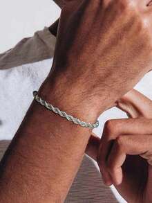 1pc Cool Men's Rope Necklace Stainless Steel Twist Necklace, Twisted Rope Chain Never Fade. Hip Hop Style Men Women Jewelry - Twist Chain - View 8