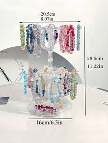 Rotating Jewelry Display Stand 2 Tier Keychain Holder Rack For Keyrings Badges Necklaces Bracelets Charms Multi-Functional Jewelry Holder Adjustable Countertop Organizer For Women Men For Vanity Living Room Bathroom Bedside Bedroom Shop Counter Display Jewellery Storage Home Decor Room Accessories School Supplies ,Room Decor - Multicolor - View 4