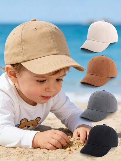1pc/2pcs/3pcs Baby Boy Baseball Cap, Suitable For 6-24 Months Infants - Solid Color Toddler Sun Hat, Lightweight & Comfortable, Suitable For Baby Boys Playing, Available In Multiple Neutral Colors