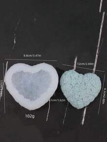 3D Floral Heart Silicone Mold, Knitted Heart Shaped Candle/Soap Mold, DIY Valentine's Day Heart Plaster Candle Making Home Decor Tool, Valentine's Gift - White - View 2