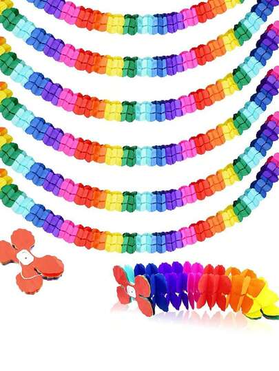 1/3/5 pezzi Ghirlanda di carta multicolore a forma di quadrifoglio, corona di carta colorata, motivo a quadrifoglio, corona di fiori di carta, decorazione arcobaleno per feste di compleanno, corona di nastri colorati, adatta per feste di compleanno, matrimoni, carnevali, feste in maschera, decorazione fai-da-te per la casa, artigianato, decorazioni natalizie, regali natalizi per la casa, decorazioni natalizie
