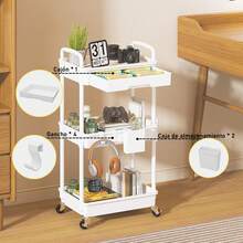 Storage Island & Carts - White - View 5