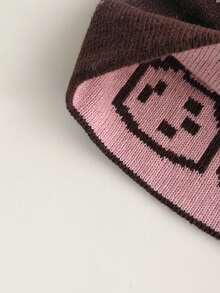 街舞图案拉绒提花针织帽，雪人提花针织帽，甜美百搭保暖护耳帽，女士混纺针织围巾套装，秋冬季舒适厚实 - 雪人 - 查看 6