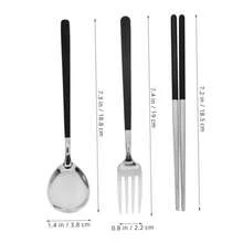 Juego De Cubiertos Portátiles De Acero Inoxidable Con Tenedor Cuchara Y Palillos Set Completo Con Estuche Para Camping Picnic Y Uso Diario - pago - Ver 2