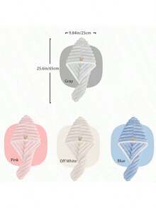 1pc Coral Fleece Thickened Embroidered Hair Drying Towel Cap, Super Absorbent And Quick Drying Microfiber Hair Turban Hair Sleep Cap - White - View 5