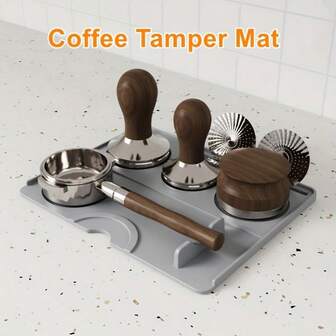 Premium Silicone Coffee Tamper Mat - Waterproof, Heat-Resistant Espresso Tamping Pad With Wooden Handle & Metal Ring - Perfect For Baristas, Countertop Protection & Coffee Accessories, Espresso Tamper,Gift, Present, Celebration