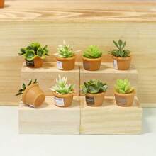 4 PIEZAS Plantas en miniatura artificiales de estilo bonsái Cayway para decoración de casa de muñecas, macetas pequeñas con suculentas falsas para jardín y decoración de casa de muñecas - Multicolor - Ver 2