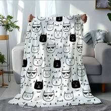 1pc Colorable Geometric Cat Graffiti Blanket - Long Plush All-Season Sofa Bedspread With Free Coloring For & S, Soft Warm Bedding Gift, Cozy For Rooms (Blanket Only - No Markers Included) Four Seasons Universal Multifunctional Blanket/Perfect Gift, Aesthetic Design And 2D Printing Technology Is An Ideal Companion For Sofa Napping, Traveling Camping, Home Decoration And Office Embellishment.A Thoughtful Gift For Thanksgiving, Christmas, Valentine's Day, Father's Day, Mother's Day And Other Festivals Special Moments Such As Birthdays, Weddings, Anniversaries And More.Exclusive Gifts For Family Members, Partners, Parents, Ren, Grandparents Or Dear Friends.They Are Perfect For Beds, Living Rooms, Offices, Beaches,Newly Expanded Themed Collections To Meet A Variety Of Styles And Scenar. - 多色17 - 查看 4