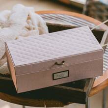 Gucci Large Capacity Pink Floral Jewelry Box. Vintage Floral Hard Shell Makeup Case. Rectangular, High-End Exquisite Storage Box.