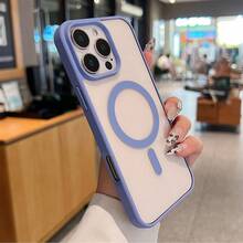 1pc Blue Transparent Magnetic Protective Phone Case, Compatible With IPhone 17 Pro Max, 16, 15, 14, 13, 12, 11 Pro Plus Max, Mini 7, 8, SE, 16e, 7P, X, XR, Xs Max, And S25 Ultra, S24 Ultra, S23 FE, S22+ - Far Peak Blue - View 2