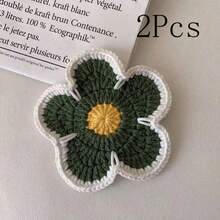 2pcs Vintage Floral Crochet Cup Coasters, Retro Round Coasters, Heat Resistant Placemats, Tablecloth, Dining Table Decor - Ideal For Home, Residence, Kitchen, Coffee Table, Wooden Table, Dining Room, Bar Decoration - Multicolor - View 18