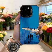 Elegante Funda Azul para iPhone con Estampado de Pingüino en Hielo y Texto CASETTO, Ideal para Uso Diario y Ocasiones Especiales, Aplicable a Teléfonos de las Series Apple y Galaxy - Blanco - Ver 1