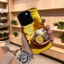 Cubierta de teléfono con diseño de limón y galletas color amarillo brillante para mujer elegante con estilo floral y decoración de pastelería ideal para uso diario y ocasiones especiales,Aplicable a los teléfonos de la serie Apple y Galaxy - Blanco - Ver 4
