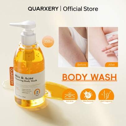 QUARXERY Gel de baño limpiador mite y mcneGel de baño para el acné gel de ducha limpiador antiácaros bacterianos