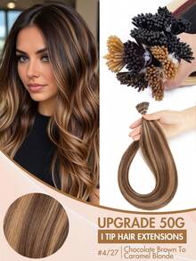 12-22 Inch Remy Human Hair I-Tip Extensions, Easy To Style, Cold Fusion, Pre-Bonded, Real Hair, Long-Lasting, Soft & Natural, Portable For Travel & Daily Styling - Multicolor - View 32