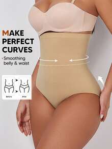 1pc Women's High Waist Seamless Thong Panty, Smoothing Shapewear