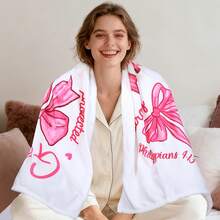 Activate Jit 1pc Pink Bow Christian Blanket, Bow Flannel Blanket, God Said I Am Bible Verse, Religious Women, Inspirational Jesus Prayer, Home Decoration Blanket - Grey - View 2