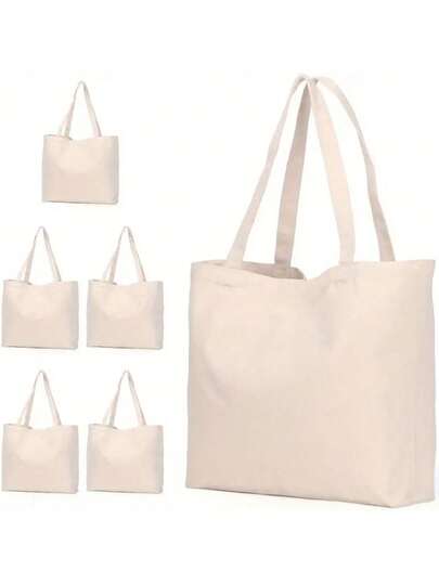 10件装 - 1个便携式多功能帆布包，大容量购物旅行手提袋，可重复使用的日常购物袋，可折叠帆布包，适合DIY/绘画，肩背帆布手提袋，适合日常使用和旅行，多隔层学生手提包，非常适合海滩，旅行帆布手提袋，理想的圣诞礼物