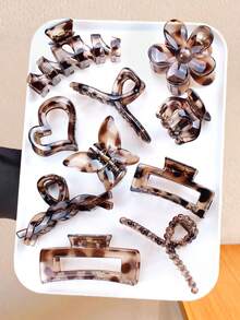 10pcs/Set Leopard Ombre Hair Clips Combo - Suitable For Girls And Women, From Minimalist Geometric To Romantic Floral, Lively Butterfly, Each Hair Clip Combines Fashion And Practicality, Suitable For Daily Life, School, Weekend Shopping, Casual Gatherings And Other Occasions, Easily Grasp The Atmosphere And Styling Fashion Hair Accessories Elegant Hair Claws Women Hair Clutch Casual Hair Jaw Clip - Multicolor - View 3