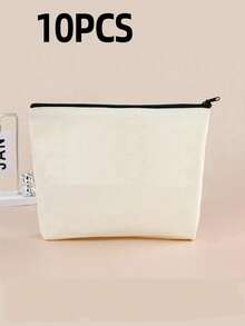 10PCS/1pc Travel Portable Multi-Functional Canvas Bag, Large Capacity Shopping Travel Tote Bag, Reusable Daily Shopping Bag, Portable Foldable Canvas Bag, DIY Paintable One Shoulder Canvas Tote Bag, Canvas Handbag, Student Tote Bag, Perfect For Beach, Travel Canvas Tote Bag, Suitable As Christmas Gift For Her - Multicolor - View 12