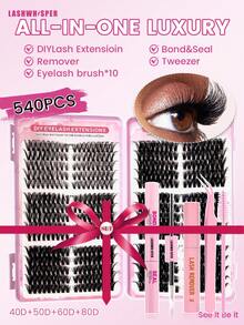 Bộ mi giả tự làm, từng sợi mi mỏng manh, 280/560/600 sợi, độ dài hỗn hợp 9-16mm, độ cong D, siêu nhẹ, có thể tái sử dụng, kèm 10 cọ, trang điểm tự nhiên hàng ngày và quà tặng ngày lễ. - Nhiều màu - Xem 17