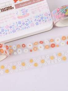 5 role/cutie bandă decorativă transparentă cu margarete de vară, 0,6 inch * 78 inch, bandă decorativă impermeabilă din PET, potrivită pentru ambalarea cadourilor, meșteșuguri DIY, decorarea rechizitelor de studiu și birou, decorarea cadourilor de Ziua Mamei și de Ziua Recunoștinței