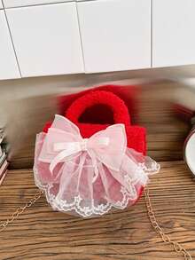 1pc Stylish Princess Sweet Style Red Mini Handbag, With Zipper Closure, Perfect For Storing Coins, Tissues, And Other Small Items. Available In Multiple Styles, Suitable For Teen Girls, And Ideal For Travel, Shopping It's Also An Ideal Holiday Gift For Friends. - Red - View 16