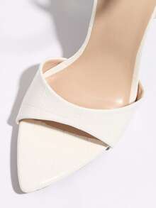 Jin Bei Qi 女士高跟鞋，神秘波浪纹理，尖头设计，性感细高跟，适合春夏夜店、高端派对、户外时尚活动，可调节踝带，白色女士凉鞋，百搭高跟鞋，可搭配连衣裙，优雅 - 白色 - 查看 7