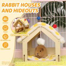 ITANDME Wooden Guinea Pig Hideout, Rabbit Burrow, Rabbit And Guinea Pig Sleeping Area, Modular Assembly Guinea Pig Bed, Tent House And Habitat; Small Animal Hideaway, Suitable For Ferrets, Mice, Rabbits, Guinea Pigs, Hedgehogs - Multicolor - View 5
